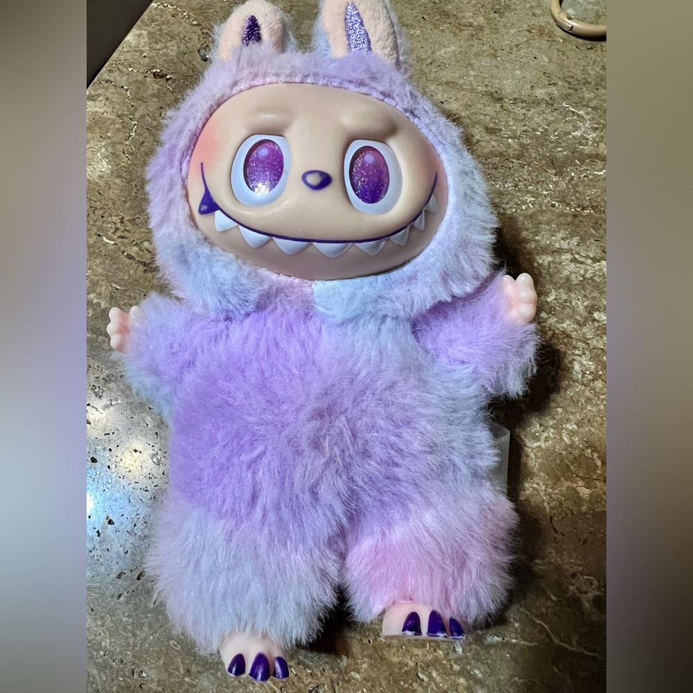 Pair of Plush Labubu Monster Dolls -Gray & Pastel Purple/Pink (Washed and Dried) - Picture 8 of 10